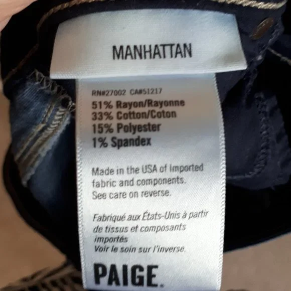 PAIGE / 28 x 30 / Womens Manhattan Bootcut Mid-Rise Denim Stretch Jeans - Seneca - Picture 8 of 13